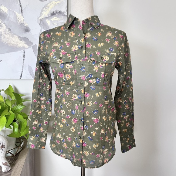 Lauren Ralph Lauren Tops - Lauren Ralph Lauren Button Up Top Womens Petite XS Floral Long Sleeve Cottage